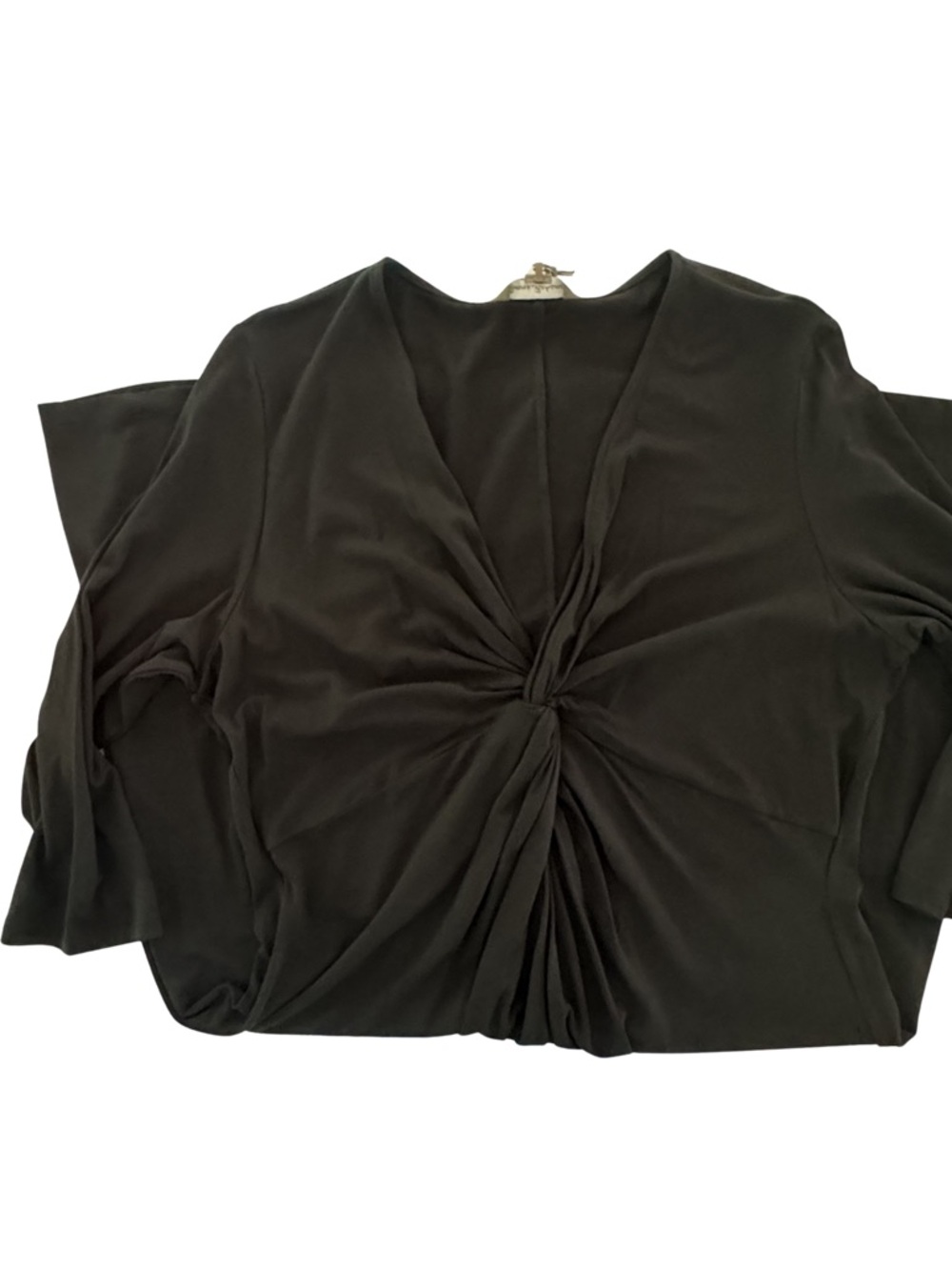 Tommy Bahama Tami Twist Knot Dress Black XL 16 NWT 3/4 Sleeve V Neck Cocktail - Picture 2 of 6